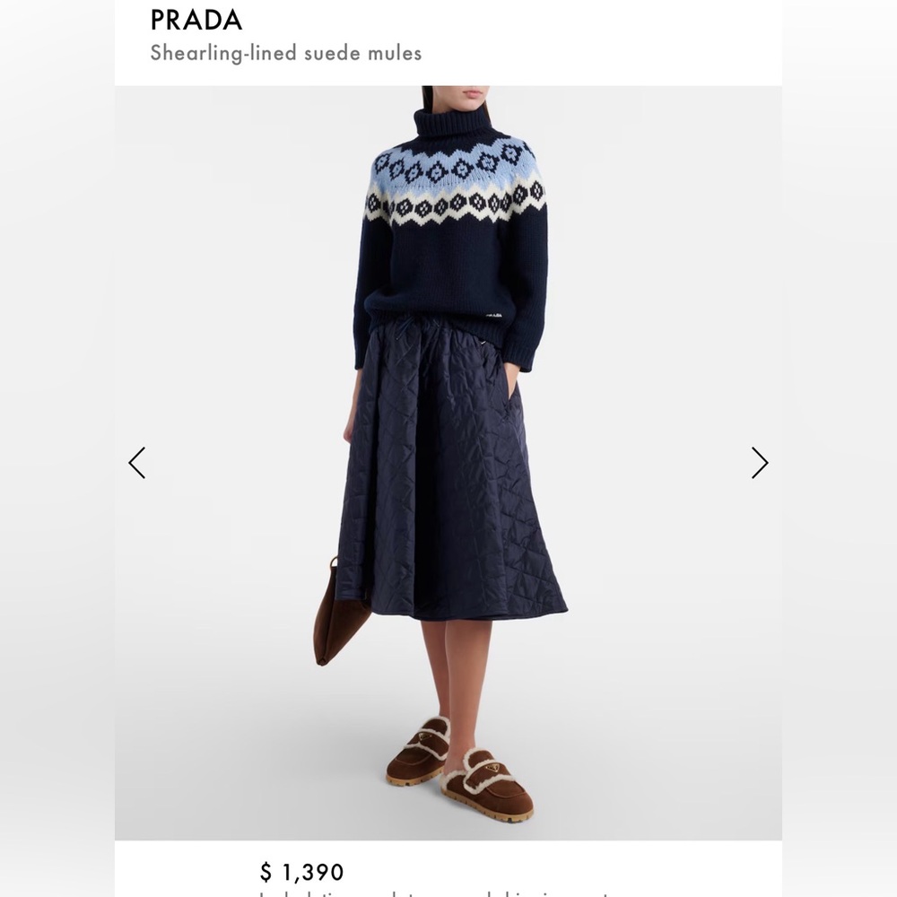 Prada Brown shearling mules 37.5